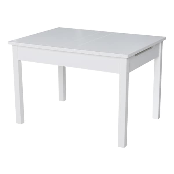 International Concepts Rectangle Table with Lift Up Top For Storage, 24 W, 33.1 L, 22.2 H, Wood, White JT08-2532L - main